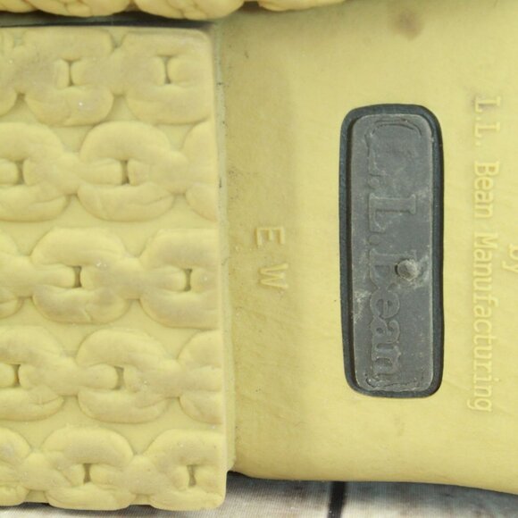 LL Bean Brown Leather Shearling Lined Mid Calf Duck Boots Round Toe Size 8 Wide - Picture 9 of 10